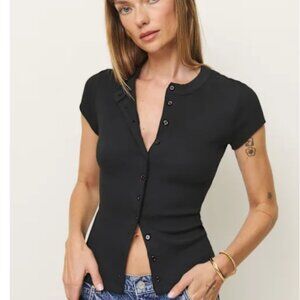 Reformation Raelynn Knit Top Black - Size XS